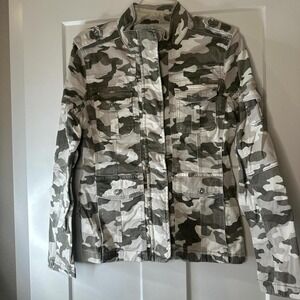 Kenzie Jeans Camo Utility Jacket Womens Small Tan/Olive